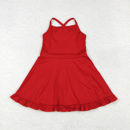 red strap ruffle baby girls summer activewear athletic dress