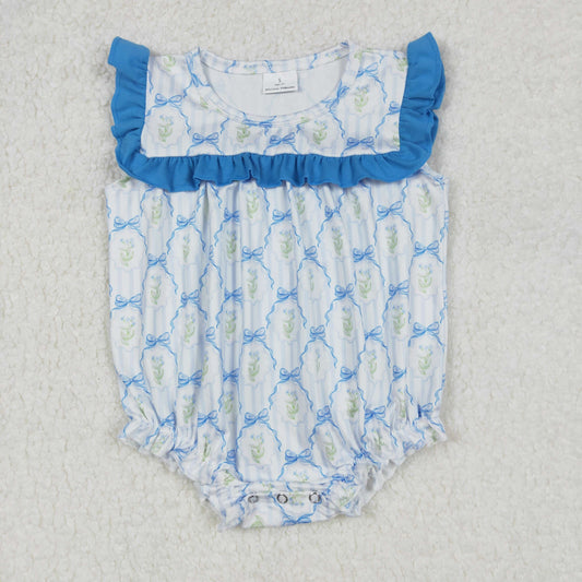 blue bow floral baby girl bubble