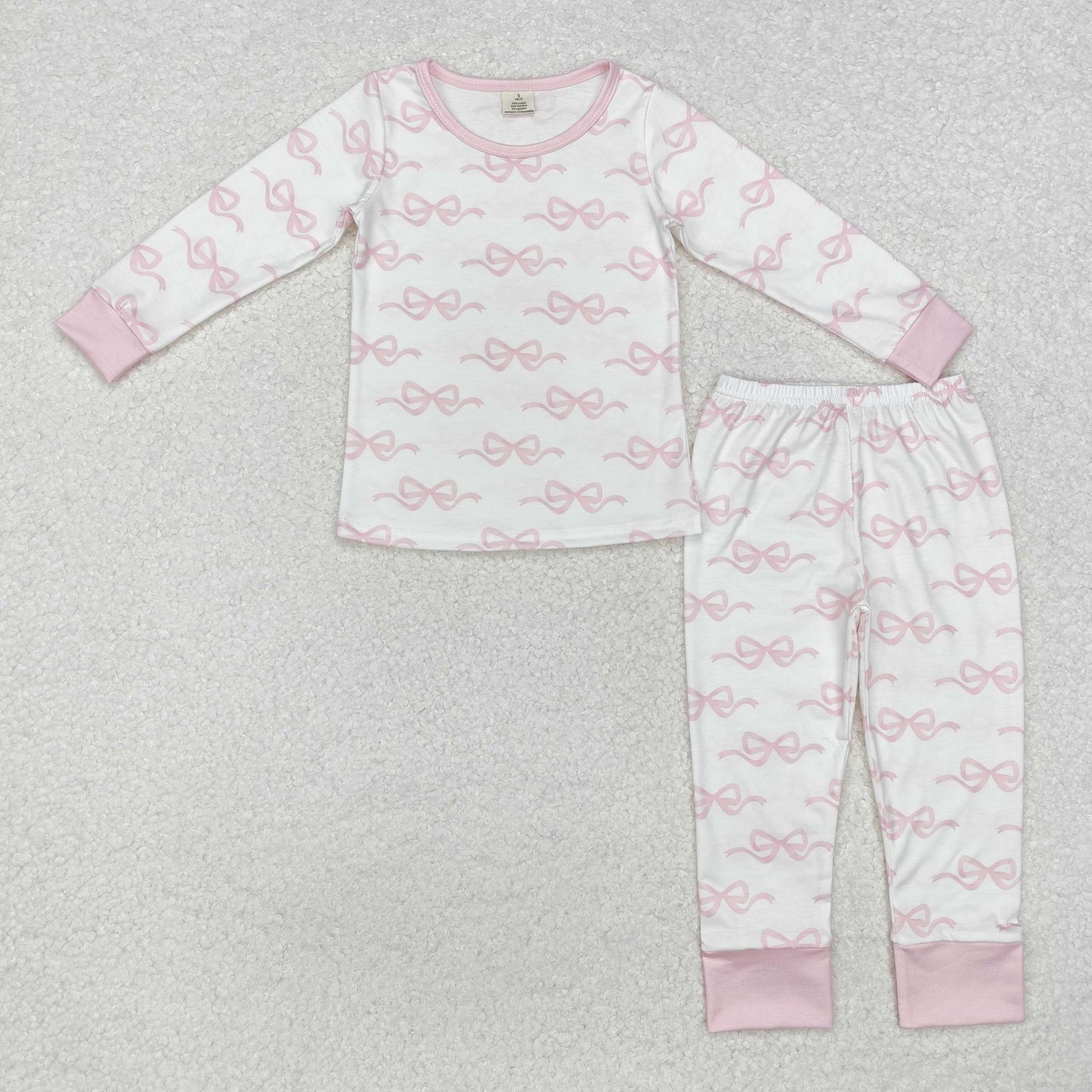 pink bows girls bamboo pajamas