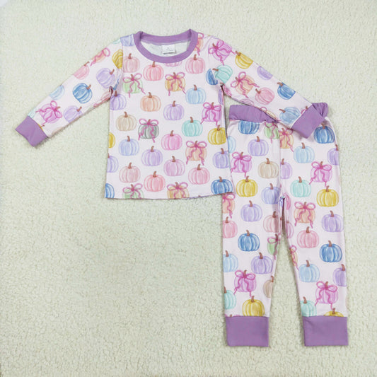 colorful pumpkin girl two pieces lounge set