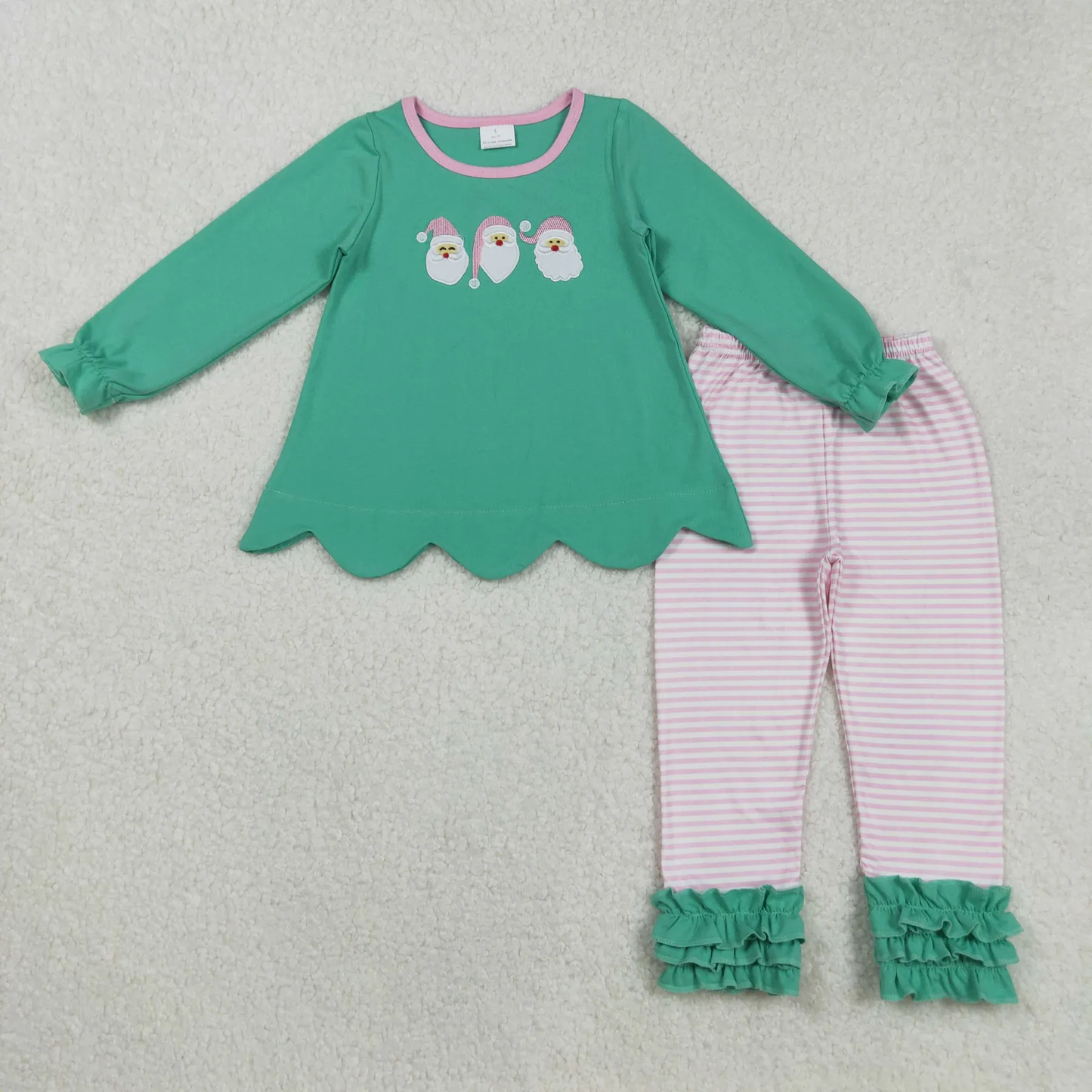 green santa embroidery Christmas clothing