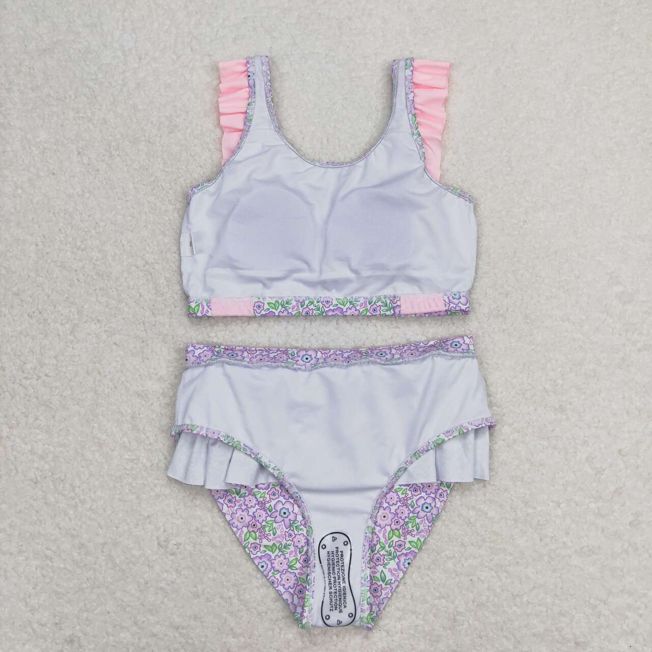 lavender flowers baby girl two piece swimsuit