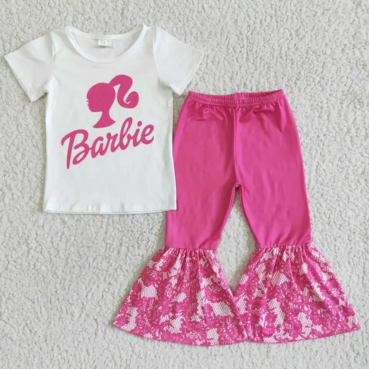 white hot pink doll bell bottom outfit