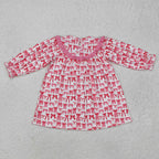 mama's bestie pink bow print embroidered dress