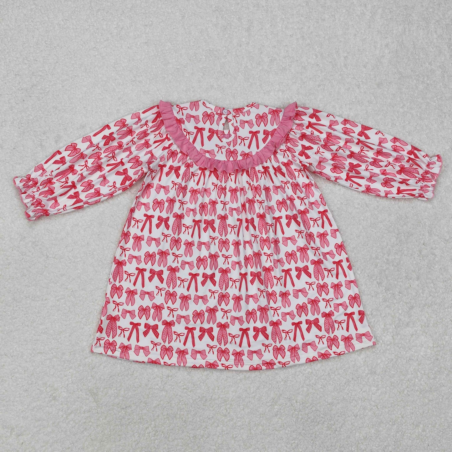 mama's bestie pink bow print embroidered dress