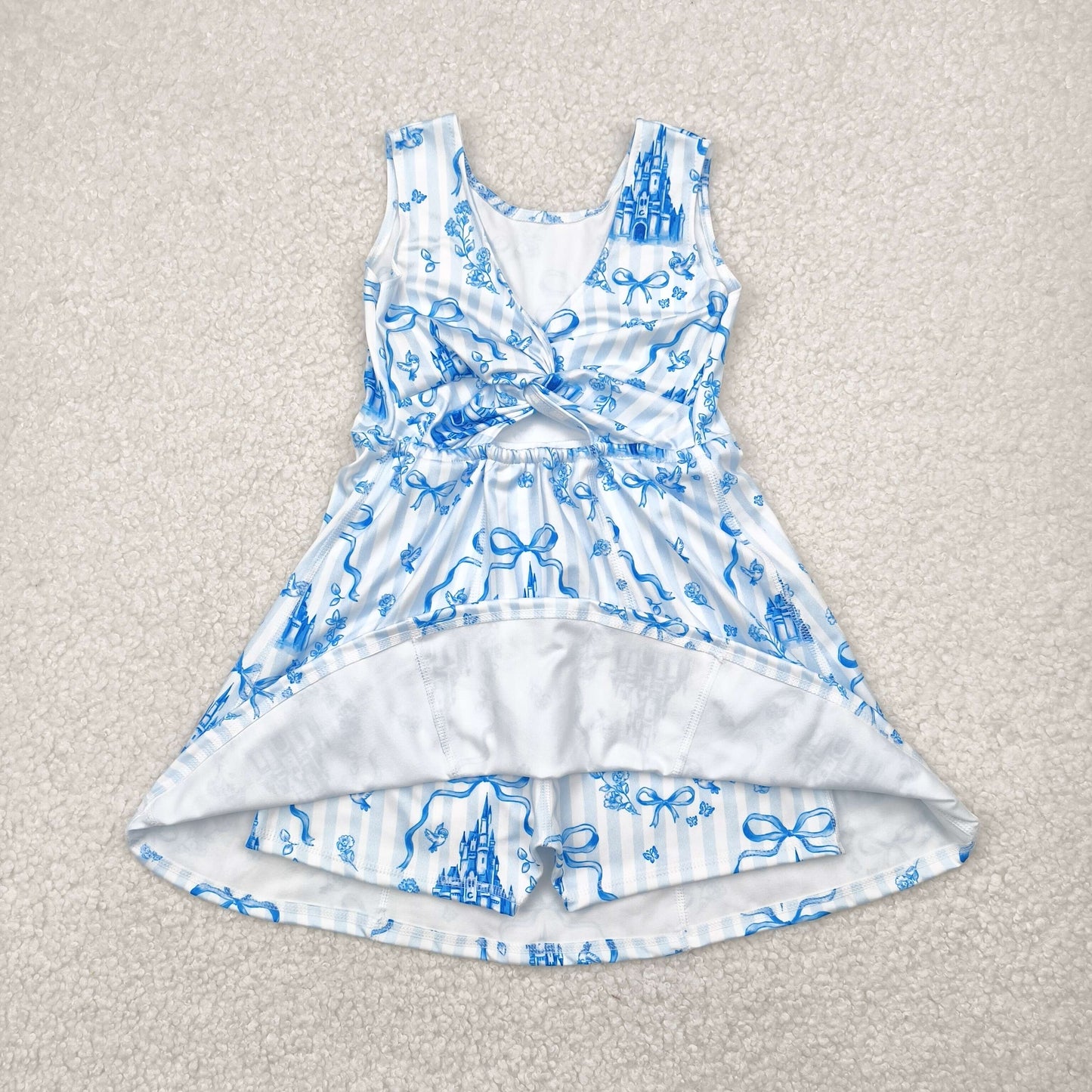 kids yoga one piece blue castle athletic skort dress