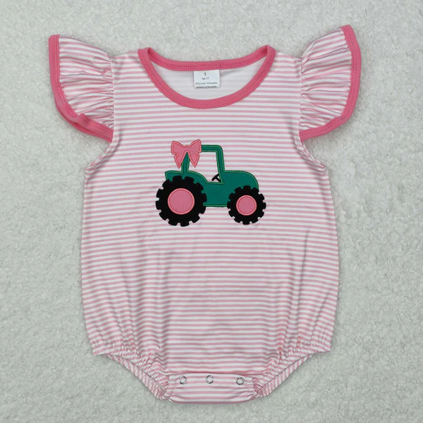 Farm Tractor Embroidery Kids Sibling Clothing