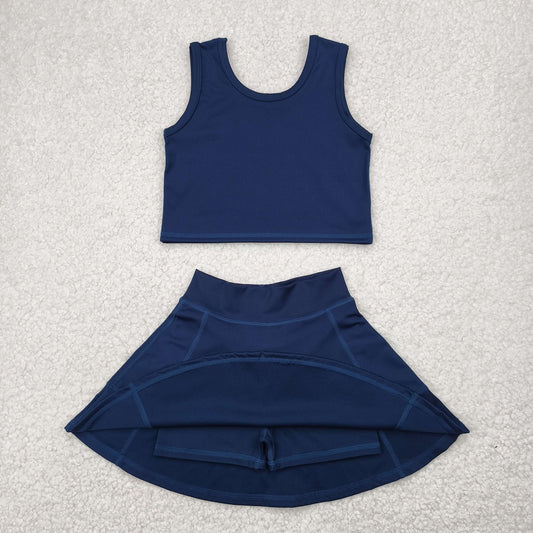 solid royal blue two pieces athletic dress set