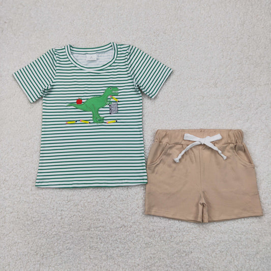 pencil dinosaur embroidery back to school boy set