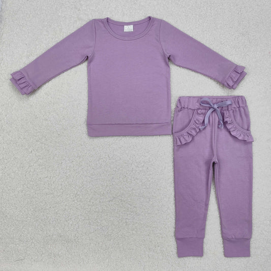 toddler girl solid cotton purple jogger set