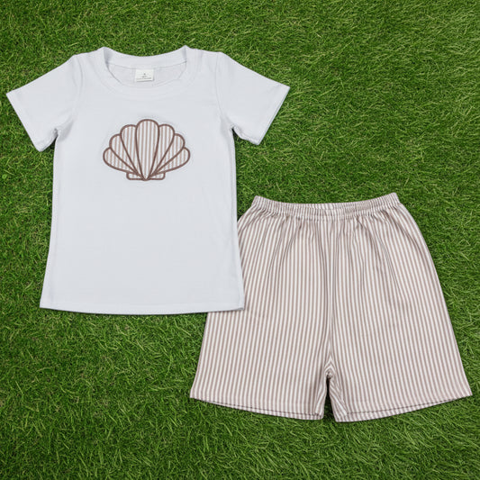shell embroidery boy shorts set