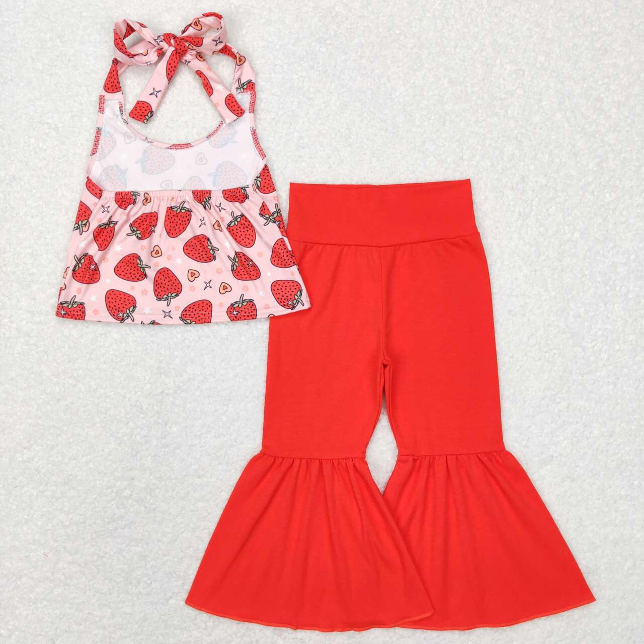 girl boutique clothes strawberry halt bell bottom outfit