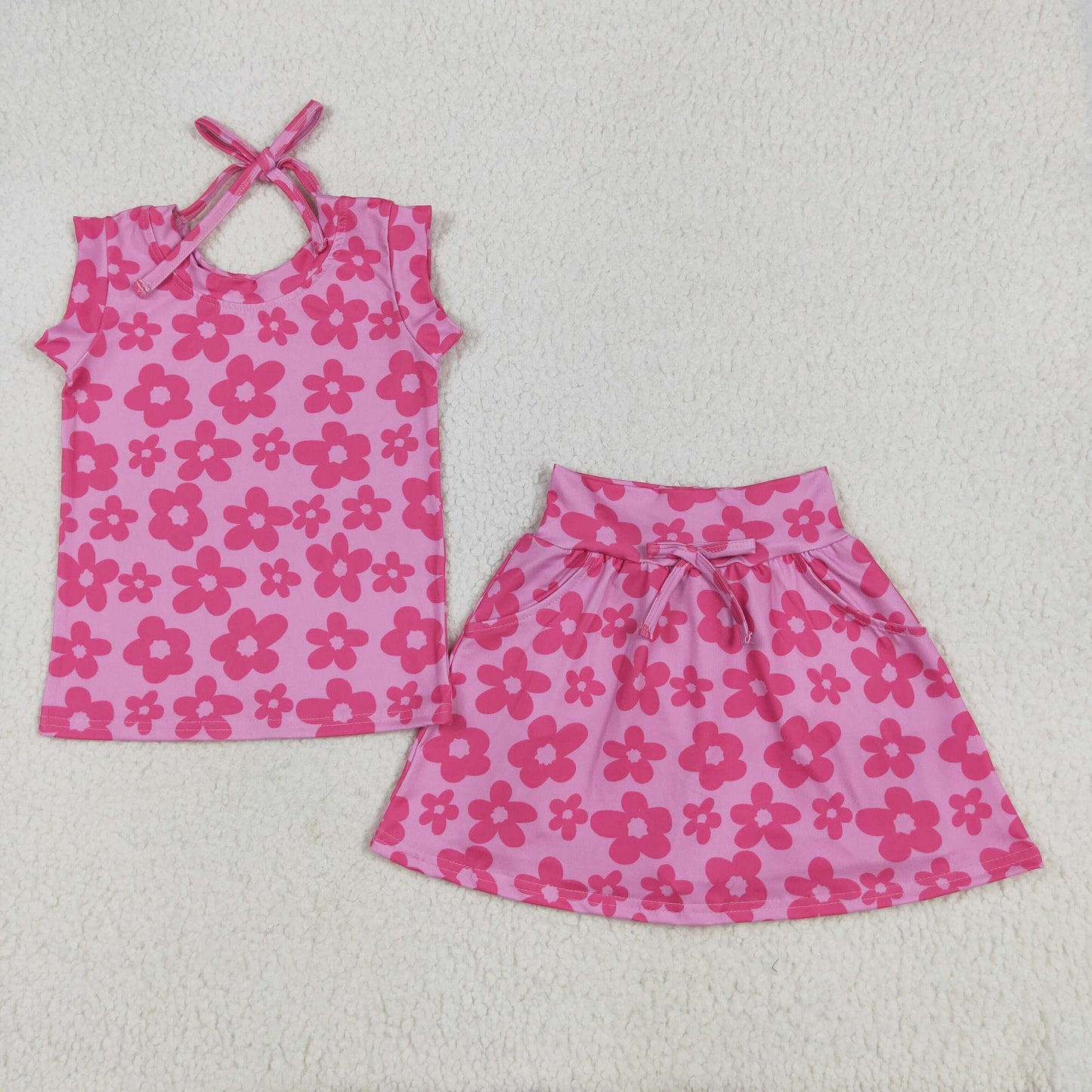 hot pink floral skort skirt set girls clothing