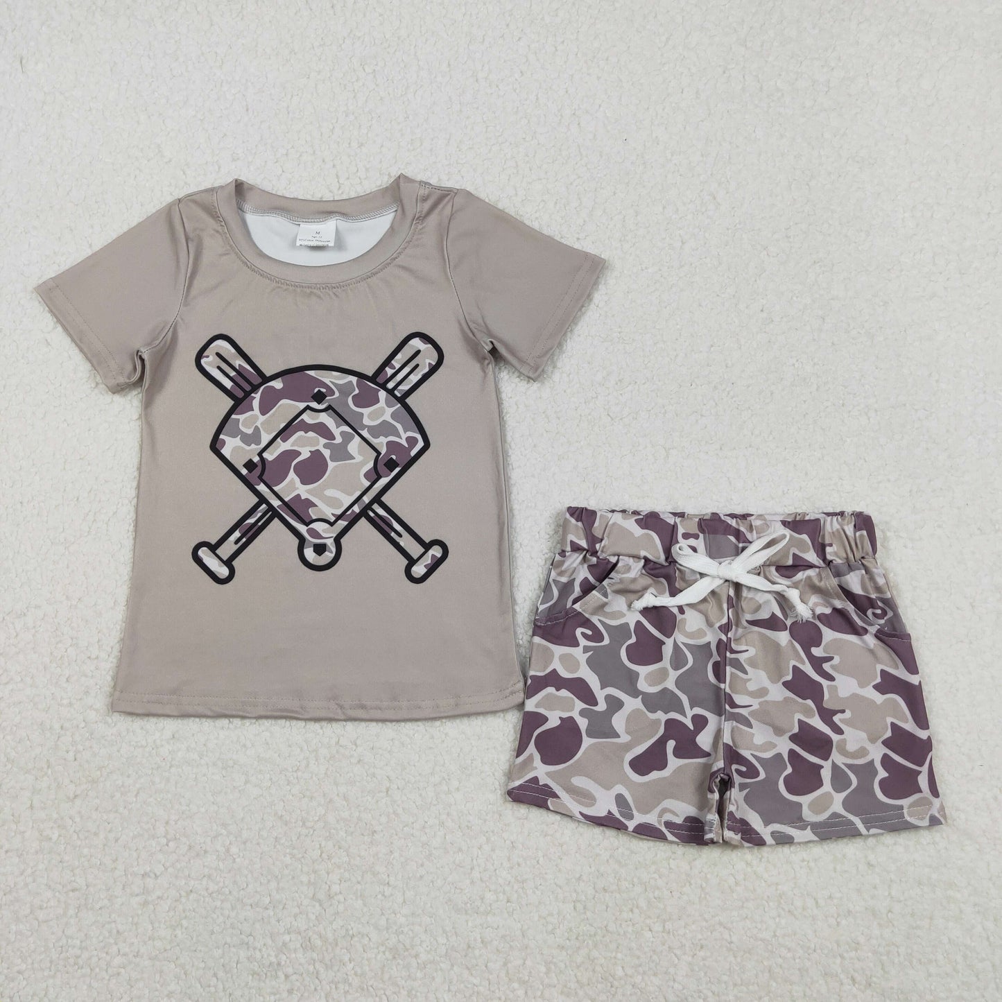 camo baseball boy shorts set