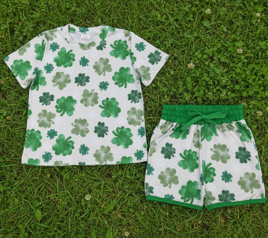 st patrick green clover shorts set