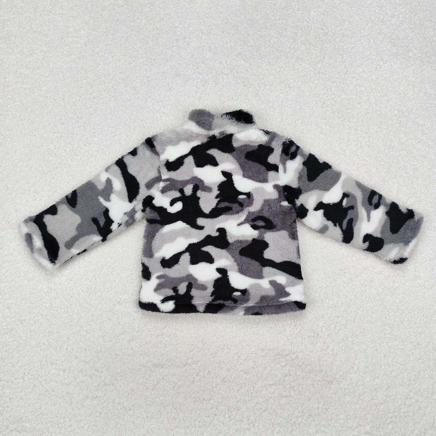 gray camo fleece zip pullover