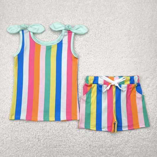 colorful striped shorts set