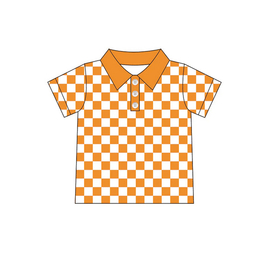 Custom order orange checkered boy polo shirt