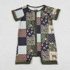 adventure hunting baby boy zip romper