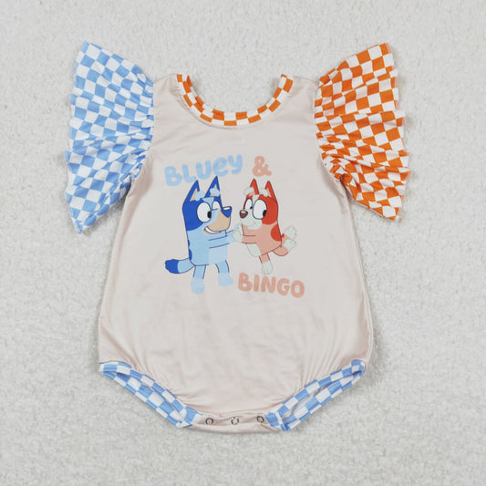 infant clothing blue dog bingo flare sleeve romper