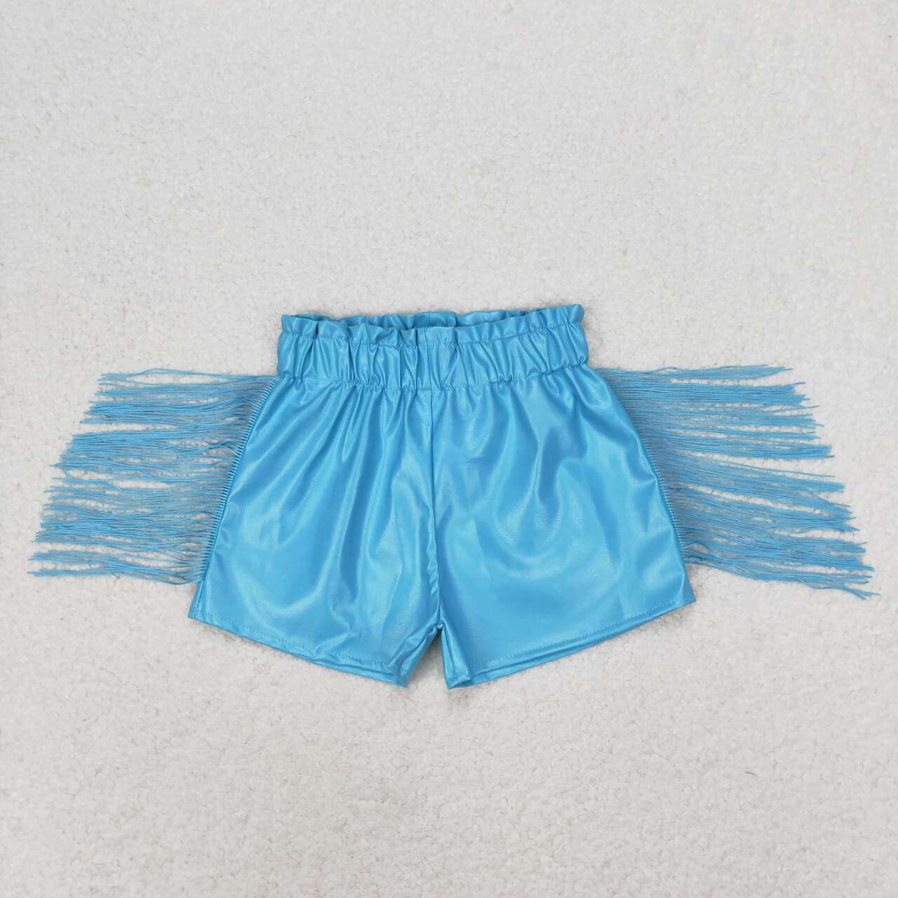 blue leather fringe shorts girl clothes