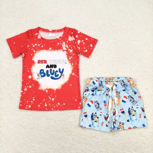 red white and bluey boy patriotic outfit