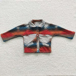 Kids Flap Design Ethnic Aztec Print Button Fly Shacket