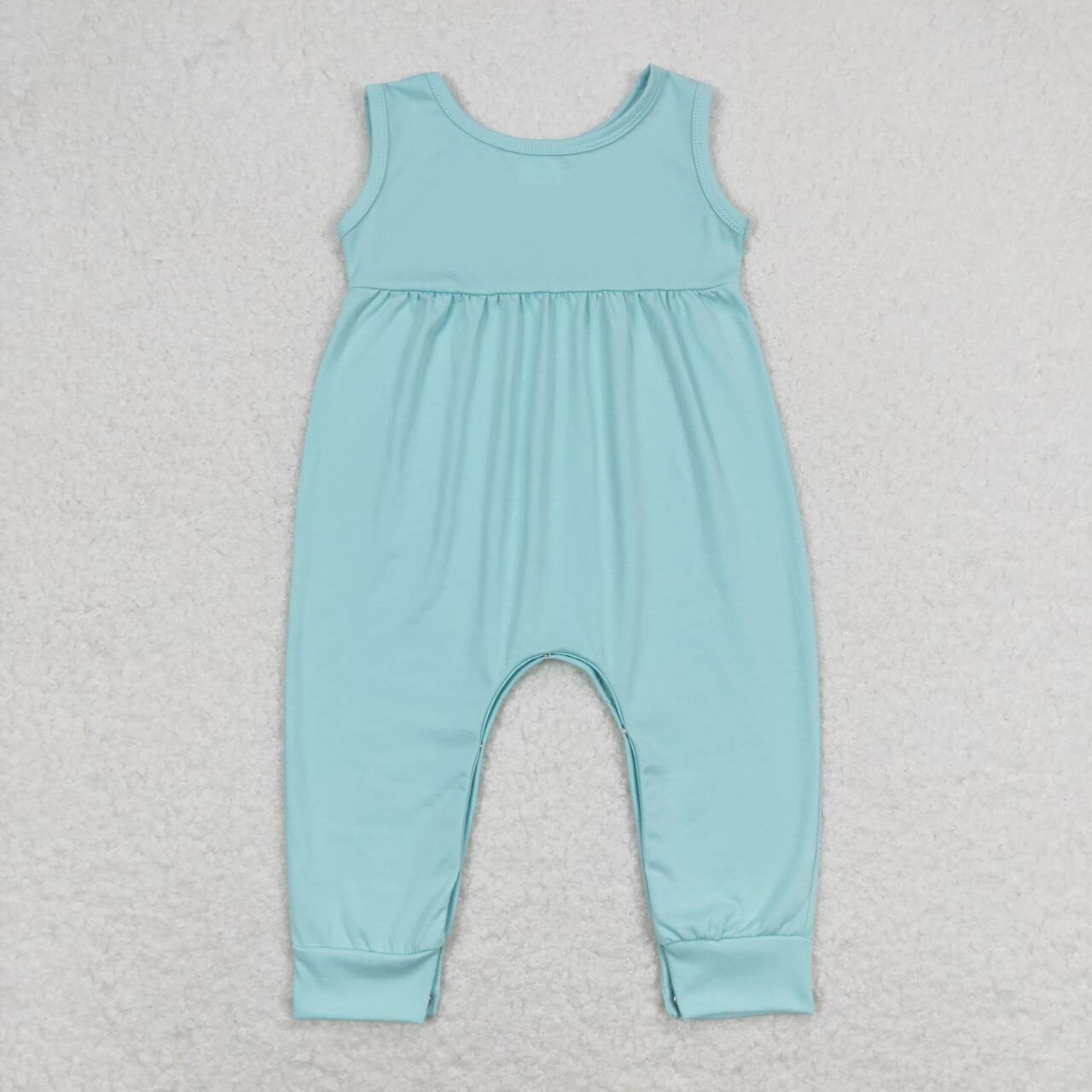 cotton solid mint baby girls romper