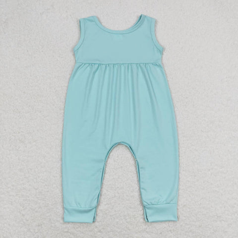 cotton solid mint baby girls romper