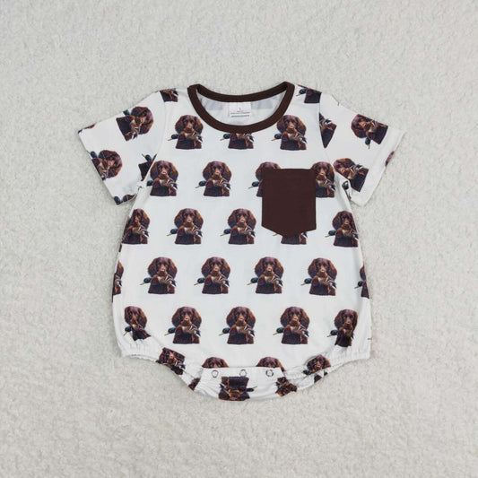 dog print baby boy bubble