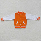 orange&white bomber jacket, aesthetic streetwear baseball jacket