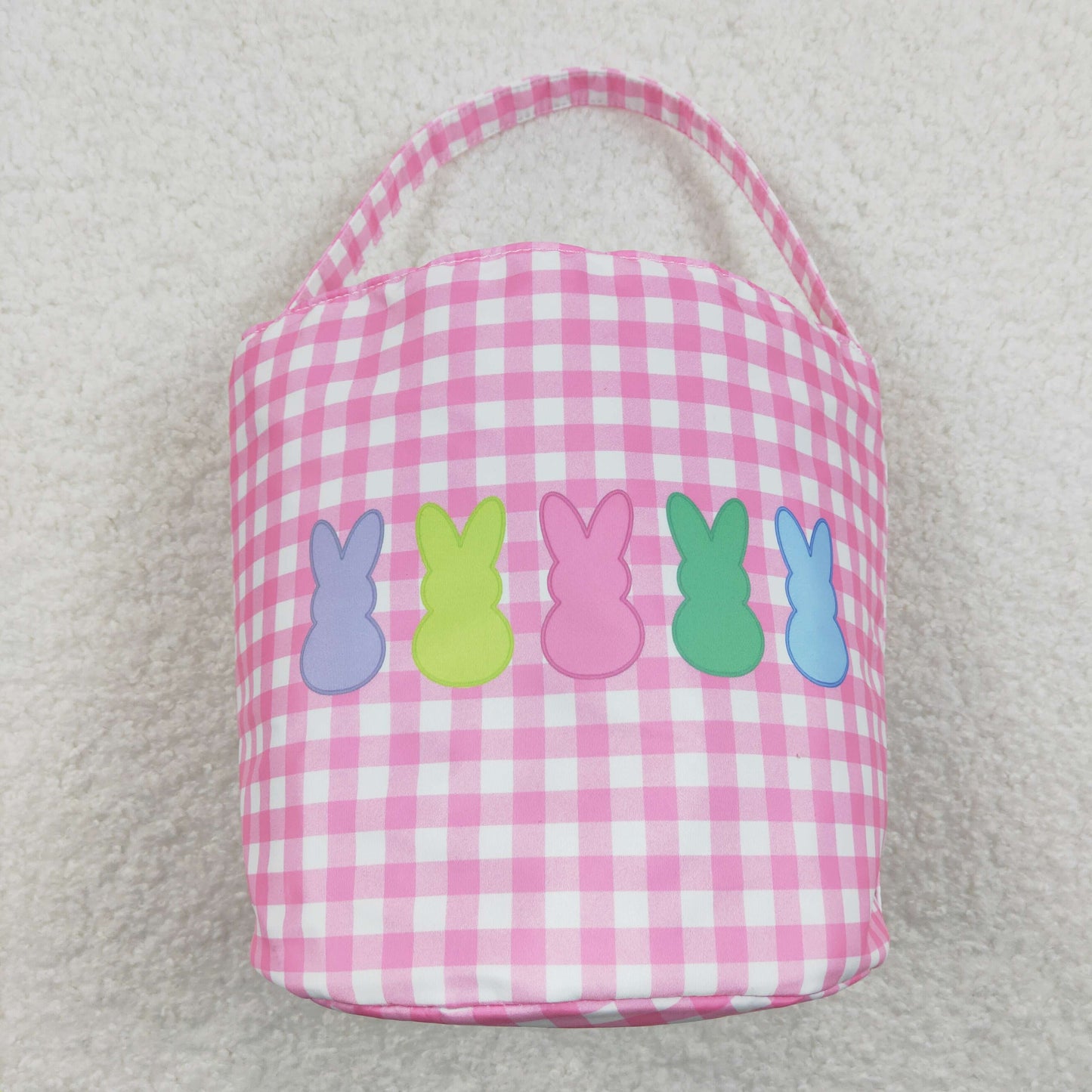 kids girls easter light pink plaid bunny basket