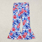 girls floral jeans bell bottom denim pants