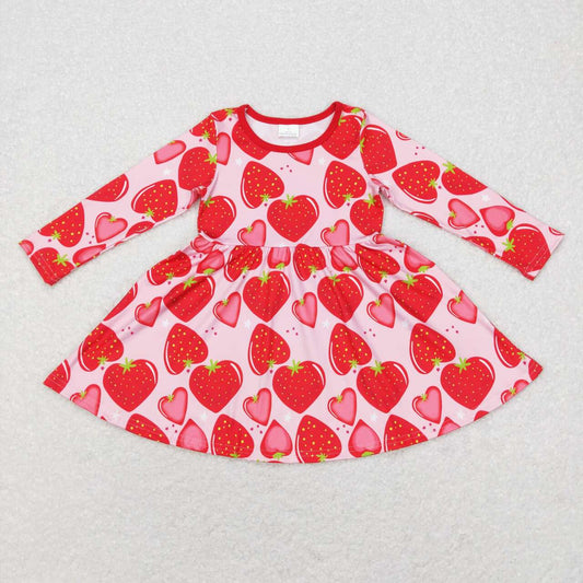 long sleeve strawberry heart twirl dress
