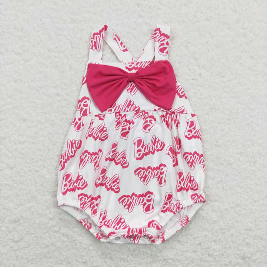infant barbie cross back bubble with bow