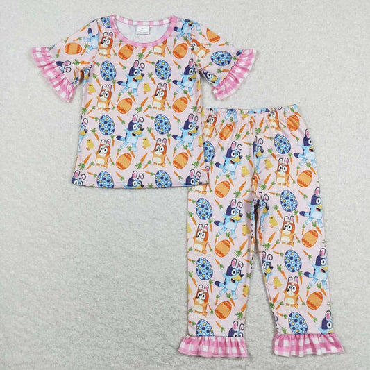 girl 2pcs suit sibling easter egg carrot bluey pajama set