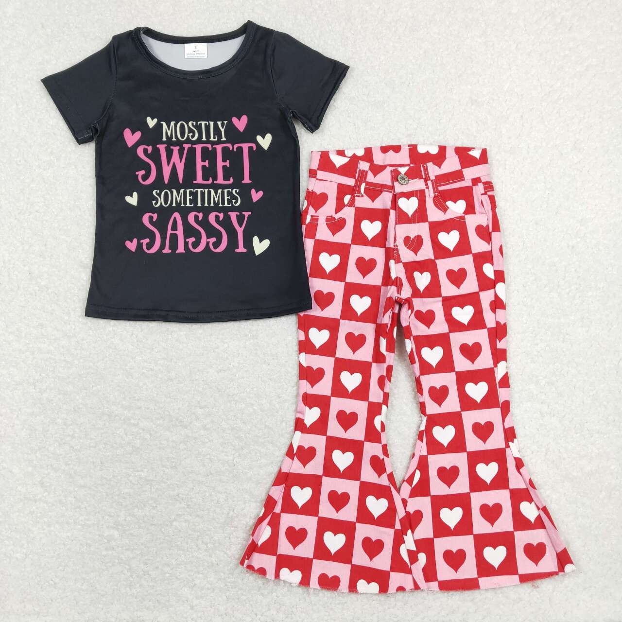 sweet sassy girl valentine jeans clothes set