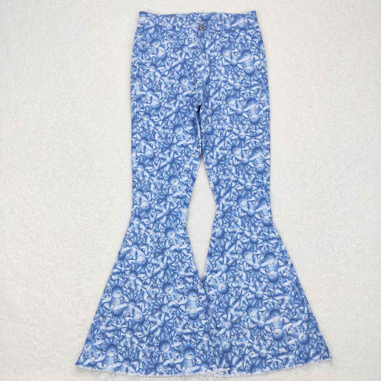 adult ladies flare blue denim pants jeans woman trousers