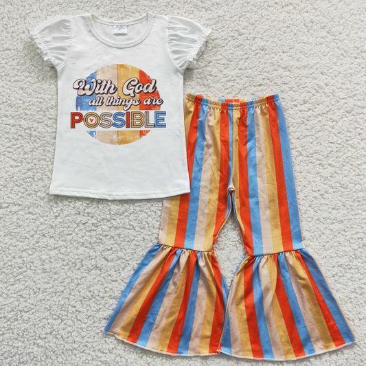 with god all things are possible lined bell bottom outfit