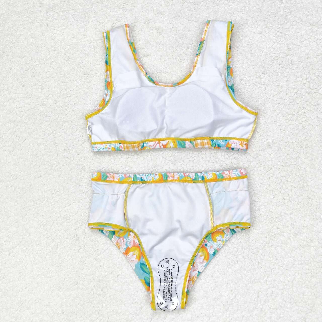 orange print two piece swimsuit girl swimwear