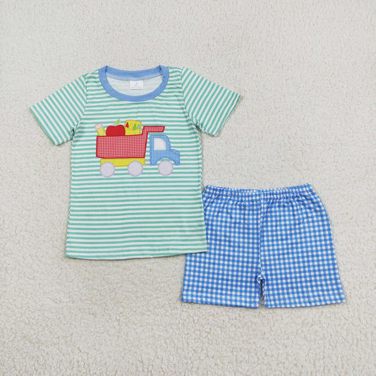 back to school truck print boys outfit