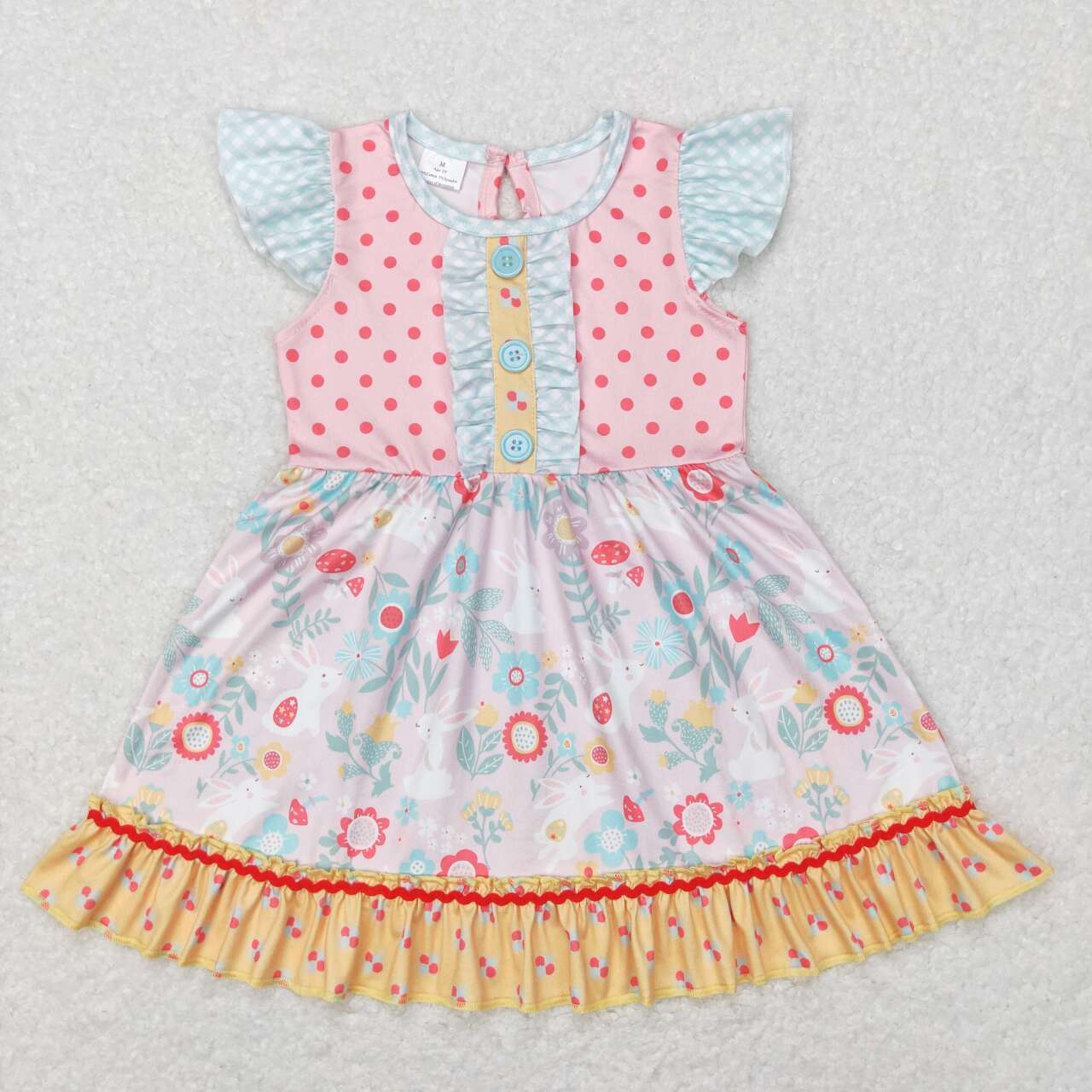 cute flutter sleeve rabbit ruffle dress