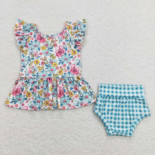 baby floral bummie set