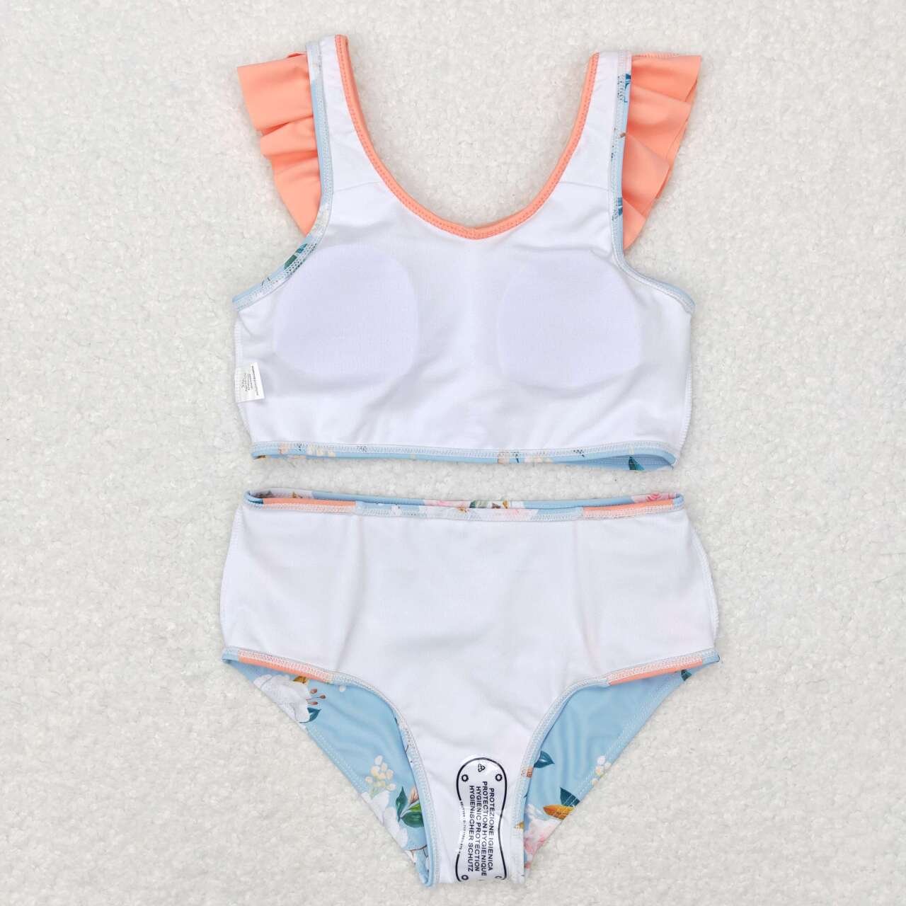 2pcs blue flower ruffle swimsuit girls summer clothing