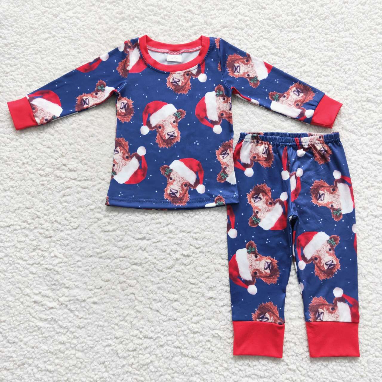 2pieces cow print kids boy christmas pajama