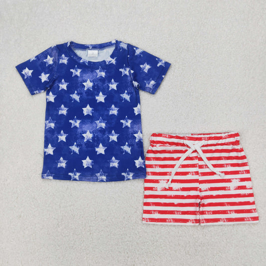 star and stripes shorts set 4th of July boy set