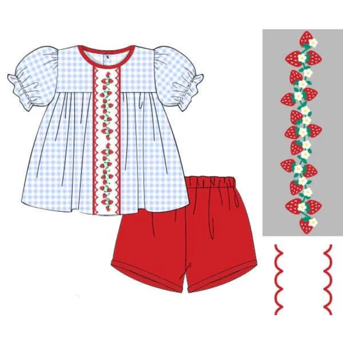 TAT 6-7 weeks MOQ 5 Strawberry Patch Girl Short Set