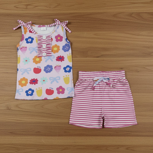 flower and coquette tank shorts set