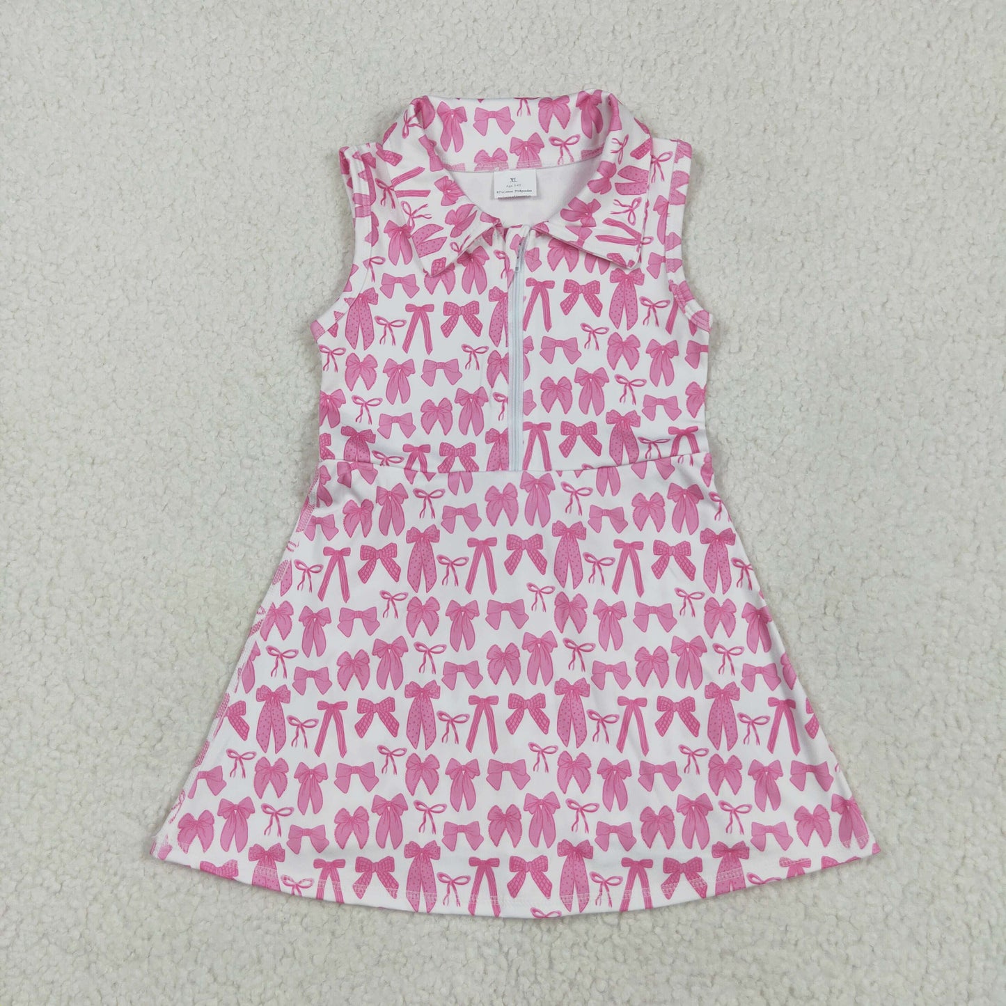 short sleeve pink bow athletic dress