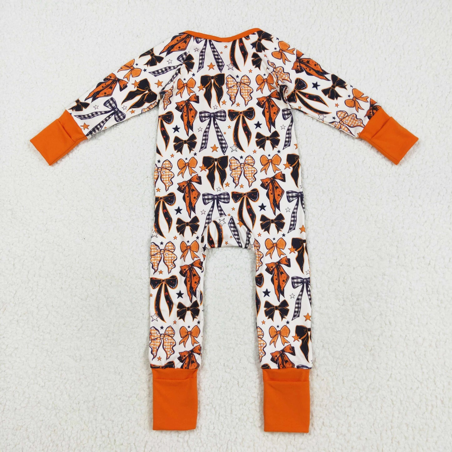 long sleeve orange Halloween bows zip sleeper